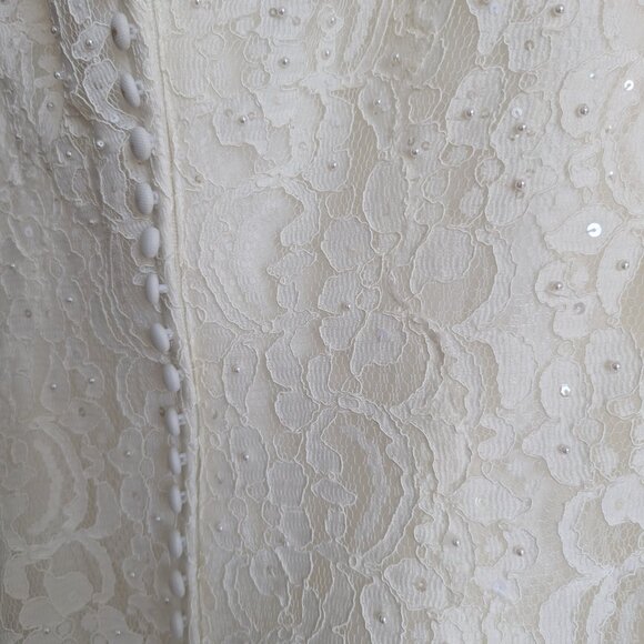 Oleg Cassini for David's Bridal Cap Sleeve Tea-Length Wedding Dress - Picture 8 of 14